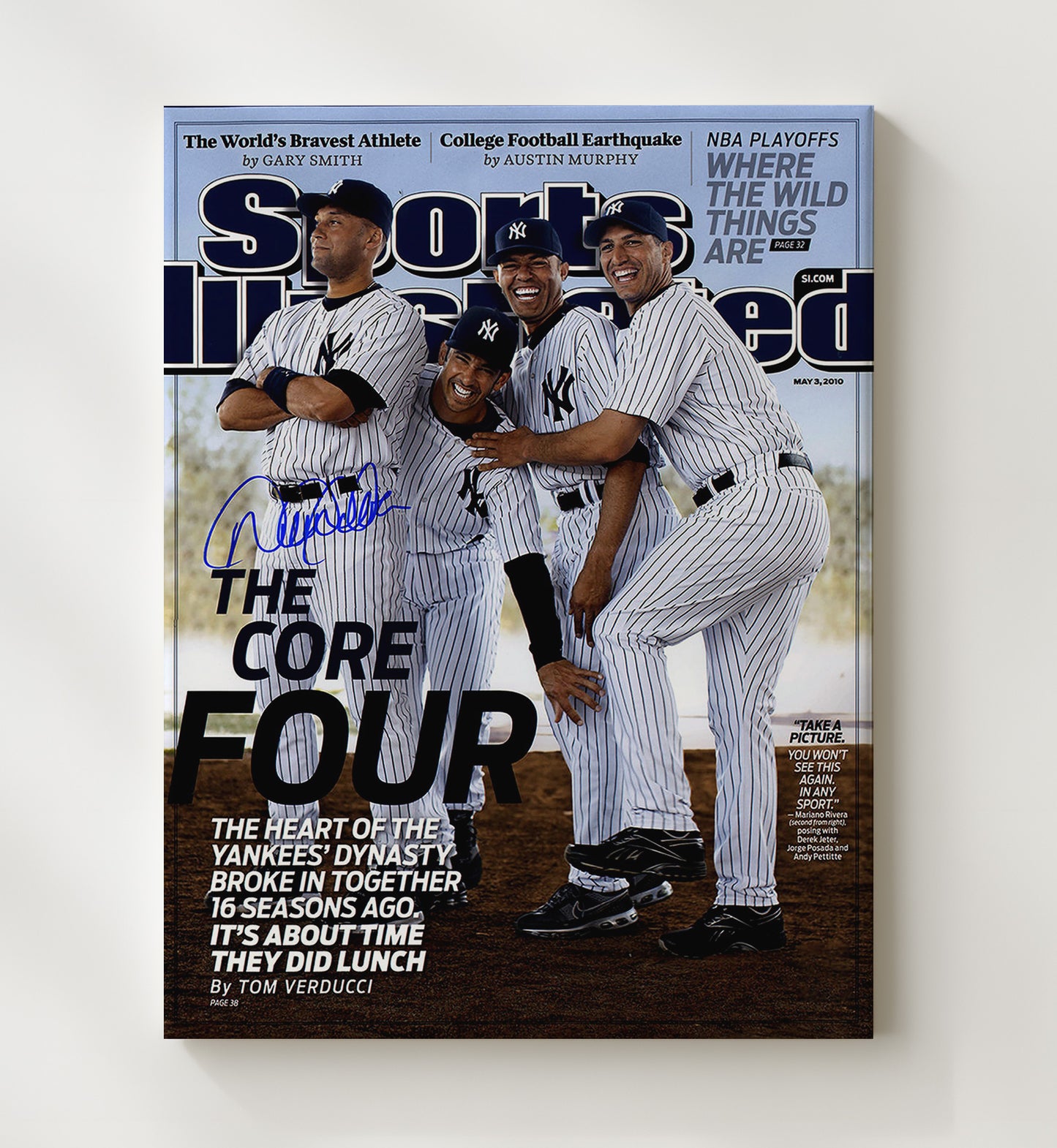 Derek Jeter - New York Baseball Core Four SI Cover 2010 Wall Art 20x24 Canvas wall art print – Baseball Wall Art decor