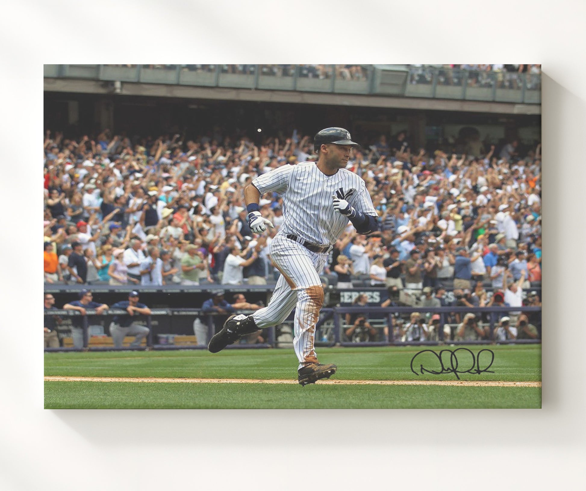 Derek Jeter - Running the Bases Celebration Baseball Wall Art 20x24 Canvas wall art print – Baseball Wall Art decor