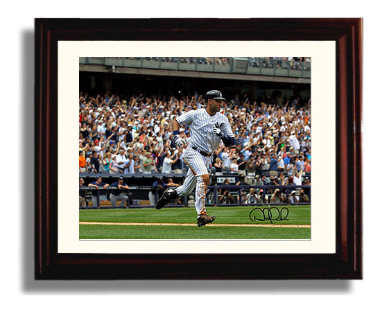Derek Jeter - Running the Bases Celebration Baseball Wall Art 8x10 Beveled Frame wall art print – Baseball Wall Art decor