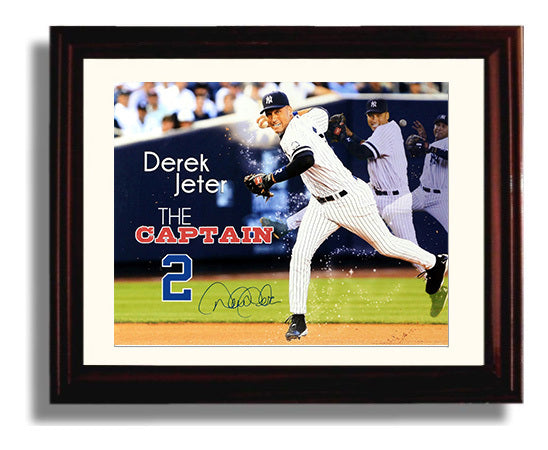 Derek Jeter - Throwing From Shortstop Baseball Wall Art 8x10 Beveled Frame wall art print – Baseball Wall Art decor