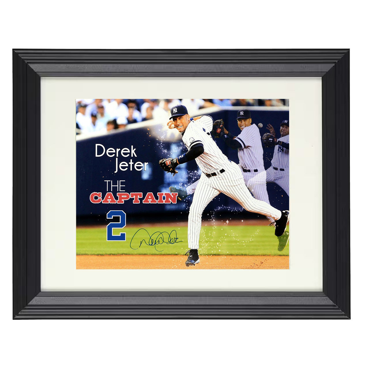 Derek Jeter - Throwing From Shortstop 8x10 black beveled framed baseball wall art