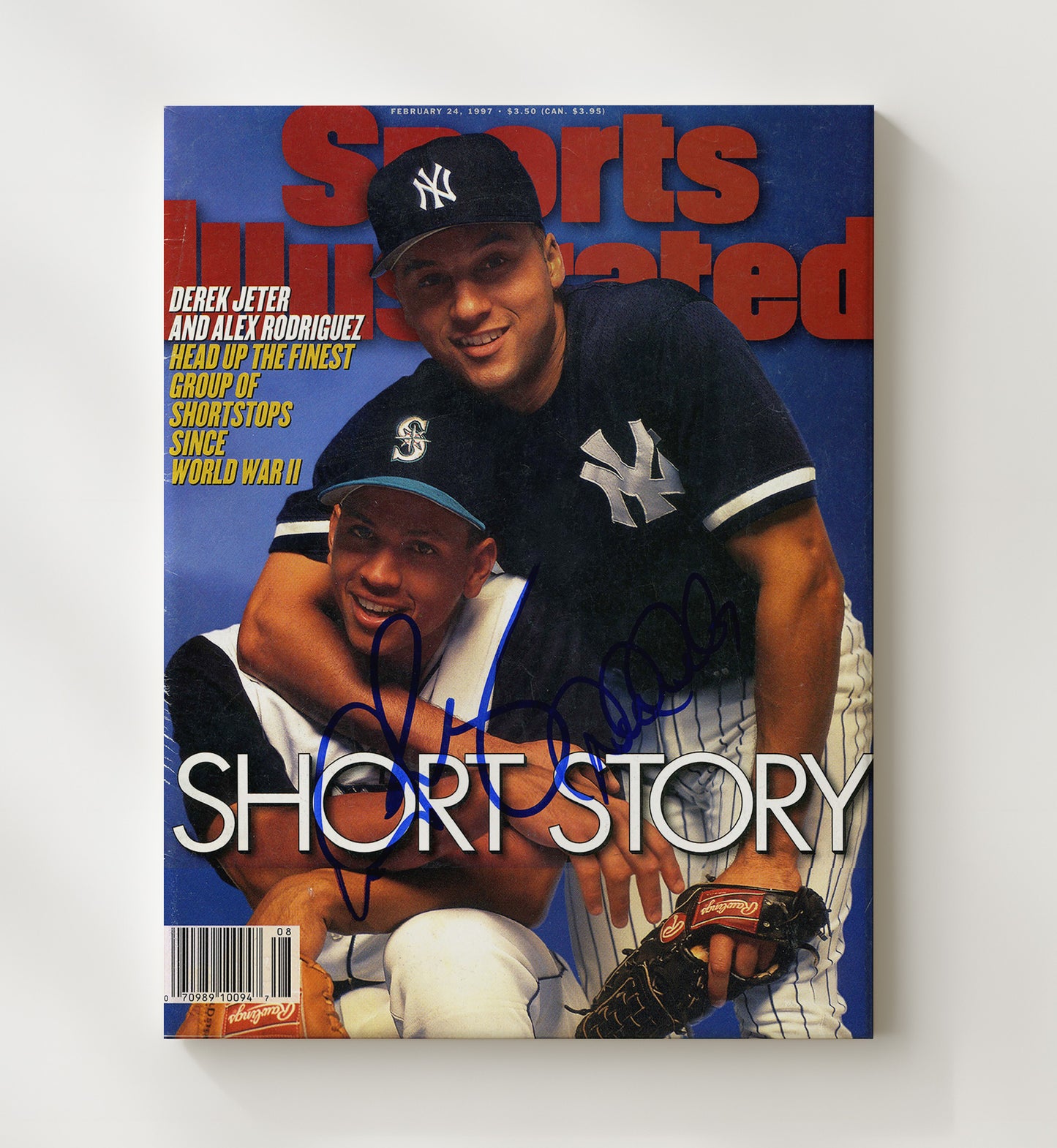 Derek Jeter and Alex Rodriguez - New York Baseball Shortstop Duo SI Cover 1997 Wall Art 20x24 Canvas wall art print – Baseball Wall Art decor
