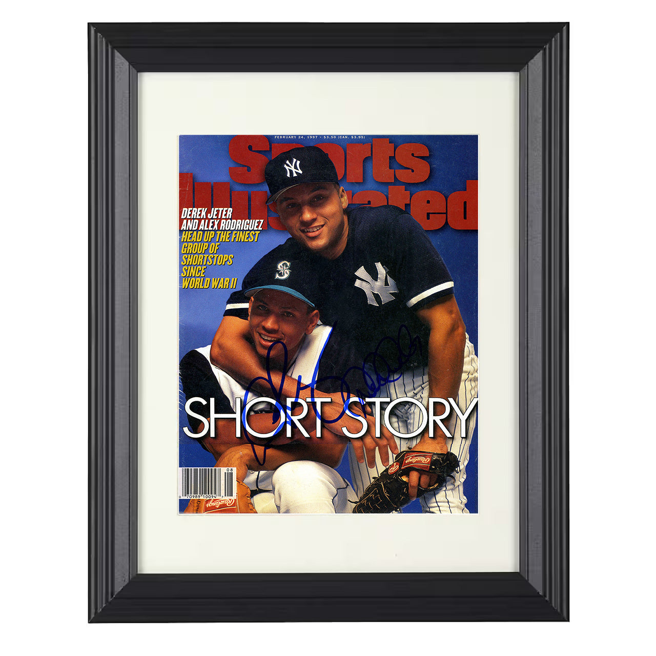 Derek Jeter and Alex Rodriguez - New York Baseball Shortstop Duo SI Cover 1997 8x10 black beveled framed baseball wall art