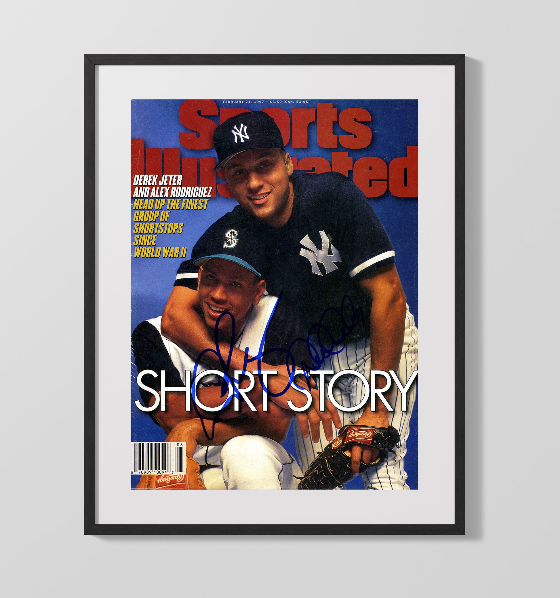 Derek Jeter and Alex Rodriguez - New York Baseball Shortstop Duo SI Cover 1997 Wall Art 16x20 Gallery Frame wall art print – Baseball Wall Art decor