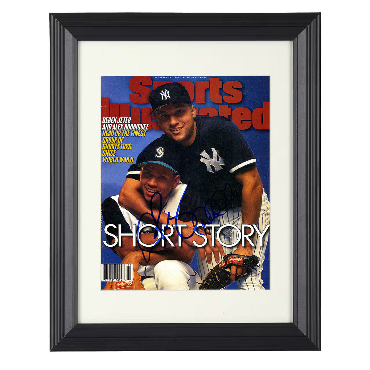 Derek Jeter and Alex Rodriguez - New York Baseball Shortstop Duo SI Cover 1997 8x10 Beveled Frame baseball wall art