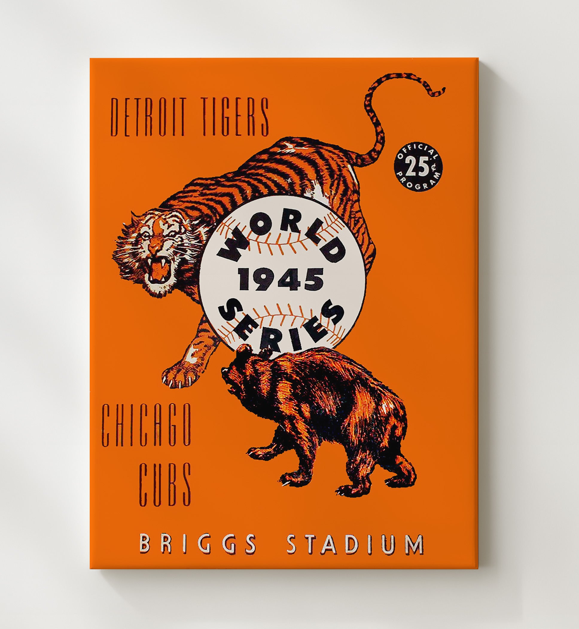 Detroit Tigers - Series Program 1945 - Illustrated Poster Baseball Wall Art 20x24 Canvas wall art print – Baseball Wall Art decor