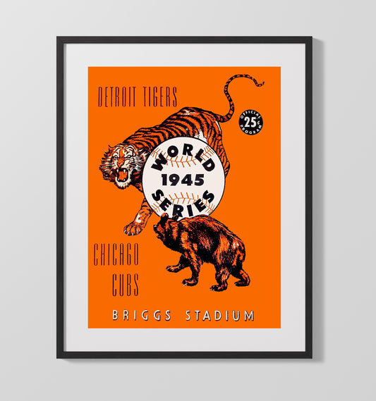 Detroit Baseball - Series Program 1945 - Illustrated Poster 8x10 Canvas baseball wall art