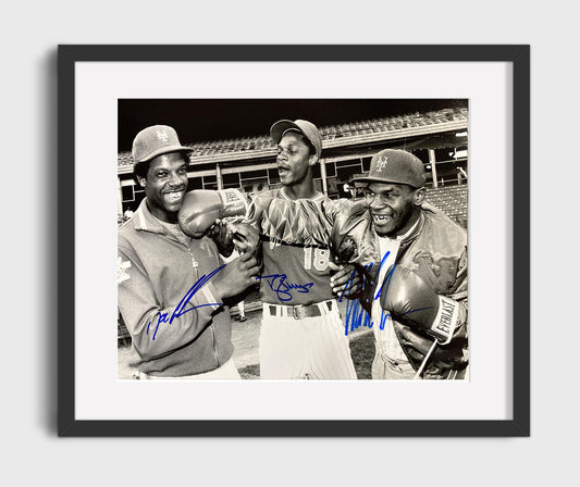Doc Gooden and Darryl Strawberry and Mike Tyson - Boxing Gloves Mets Dugout 8x10 Canvas baseball wall art