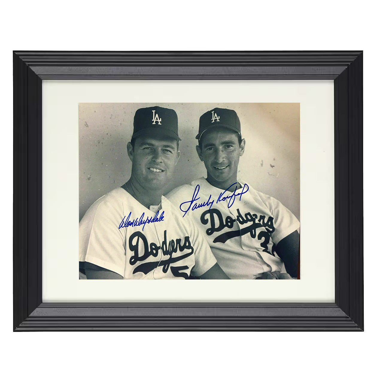 Don Drysdale and Sandy Koufax - Dodger Greats Landscape 8x10 black beveled framed baseball wall art