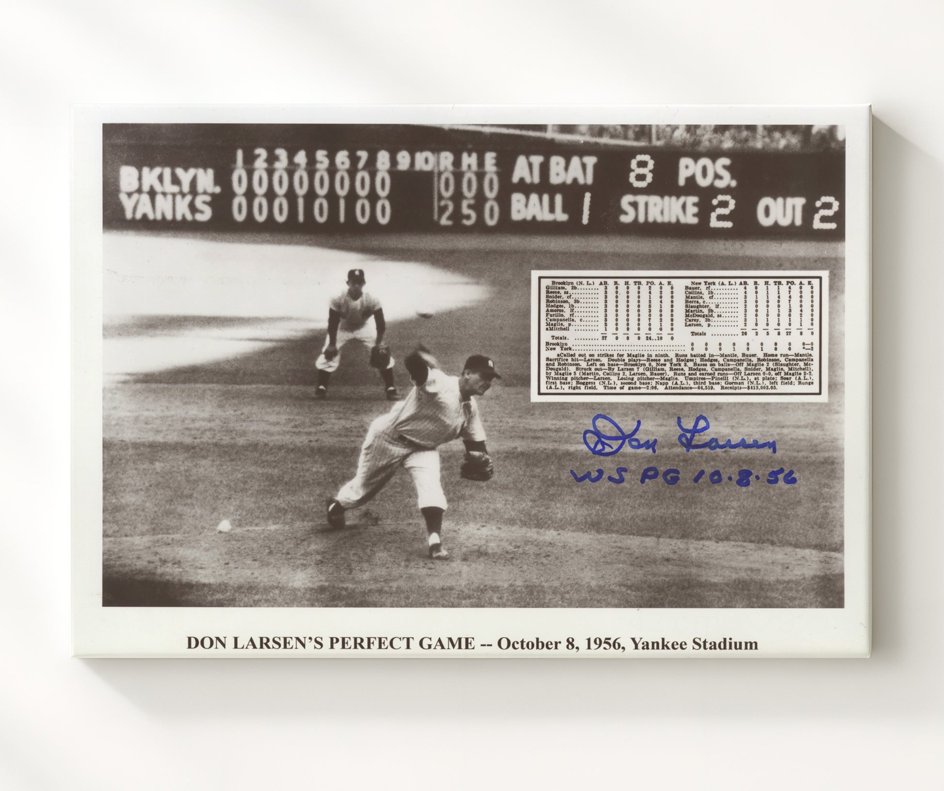Don Larsen - Perfect Game Series Baseball Wall Art 20x24 Canvas wall art print – Baseball Wall Art decor