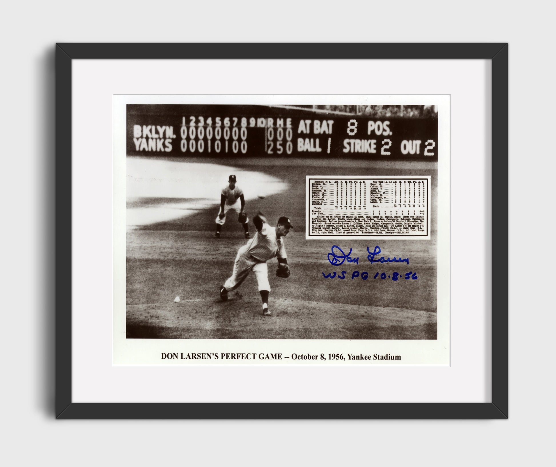 Don Larsen - Perfect Game Series Baseball Wall Art 16x20 Gallery Frame wall art print – Baseball Wall Art decor