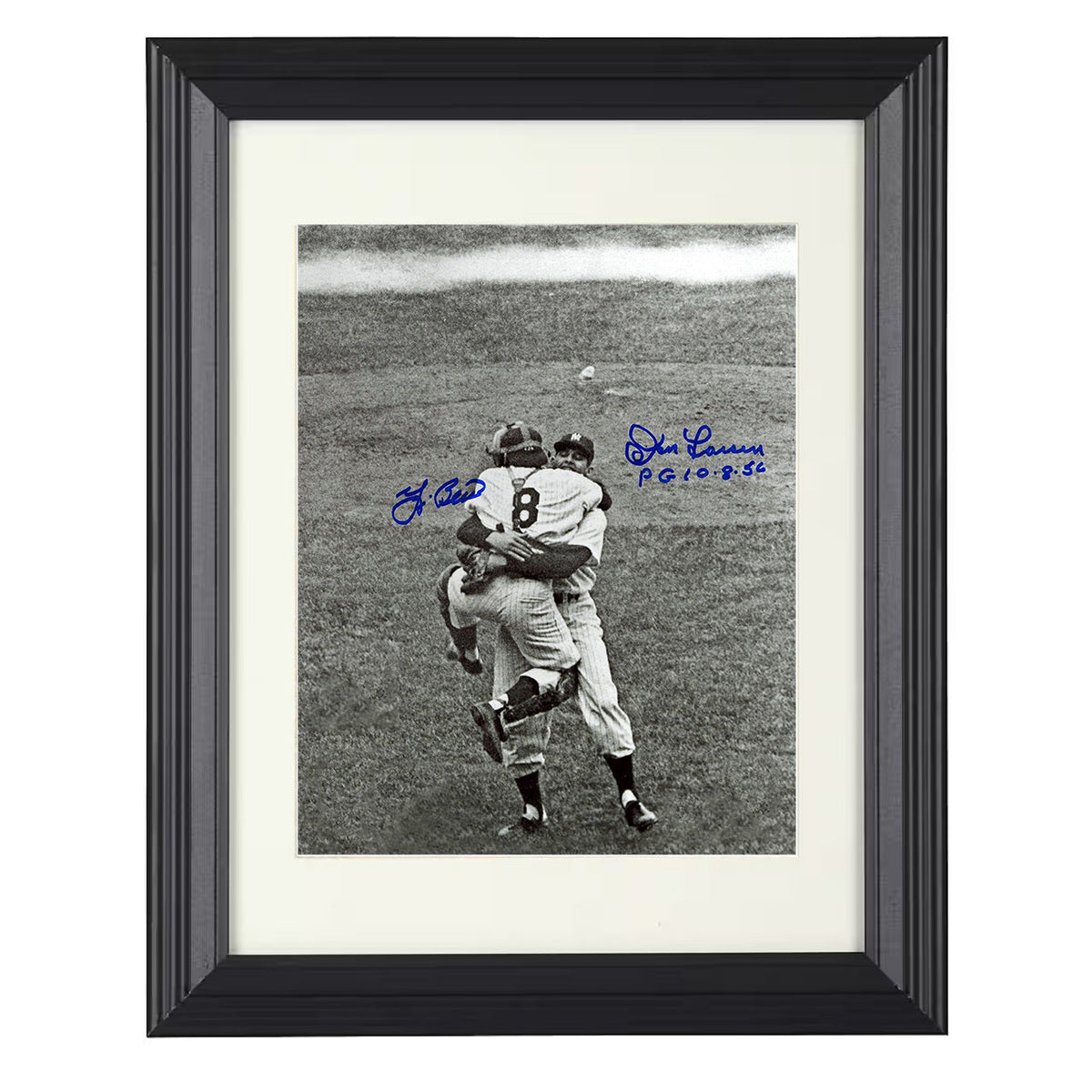Don Larsen and Yogi Berra - New York Baseball Perfect Game Celebration 1956 8x10 Beveled Frame baseball wall art