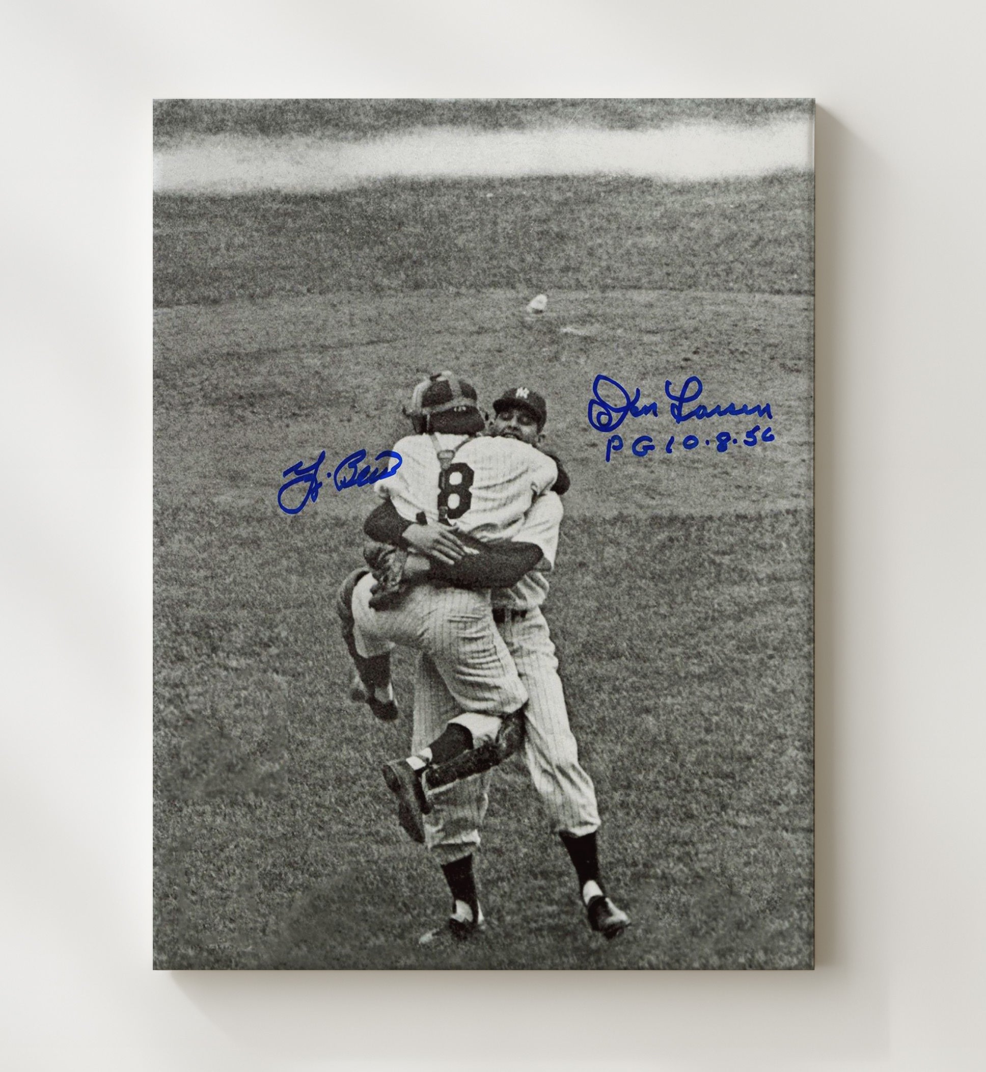 Don Larsen and Yogi Berra - New York Baseball Perfect Game Celebration 1956 Wall Art 20x24 Canvas wall art print – Baseball Wall Art decor