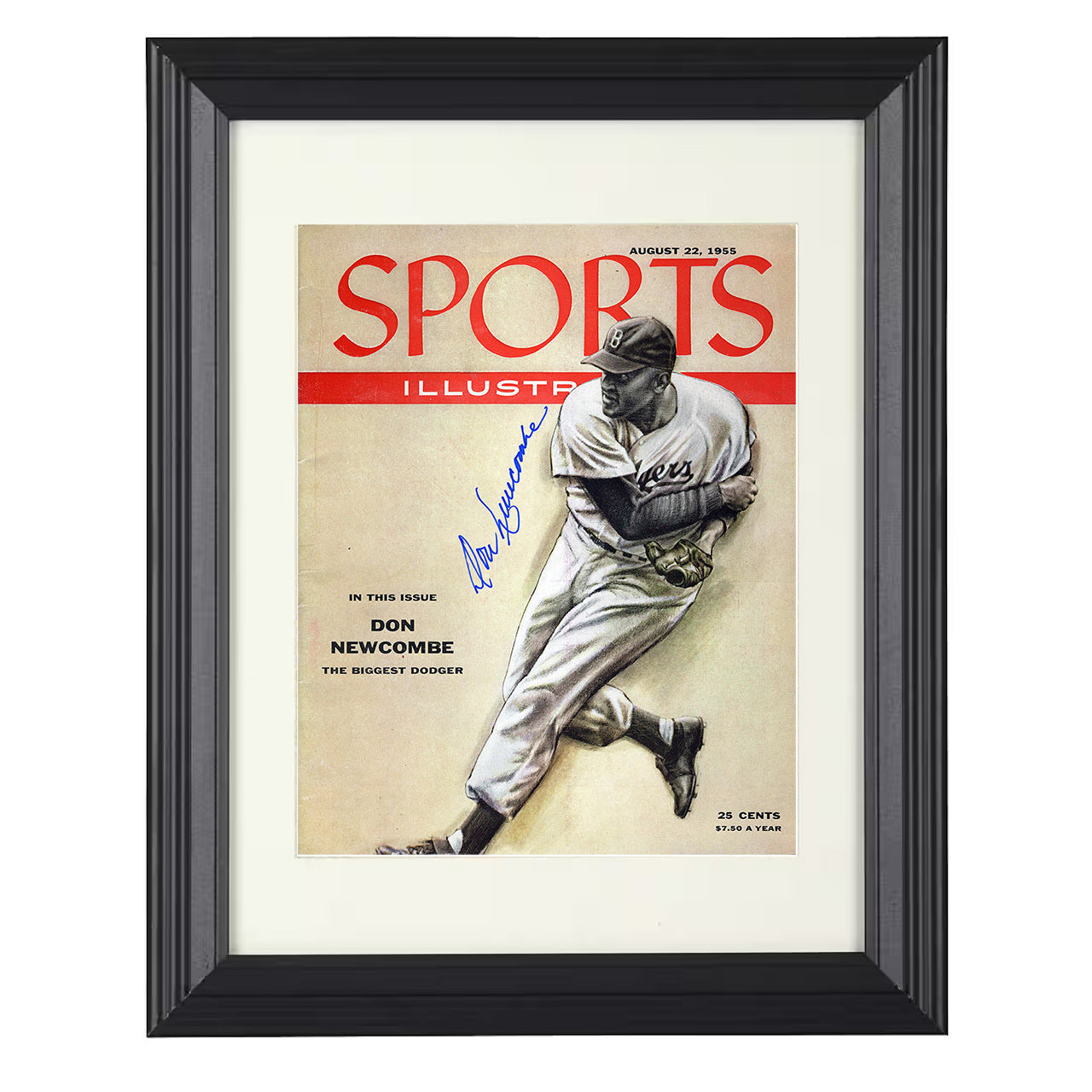 Don Newcombe - 1955 SI Cover 8x10 black beveled framed baseball wall art