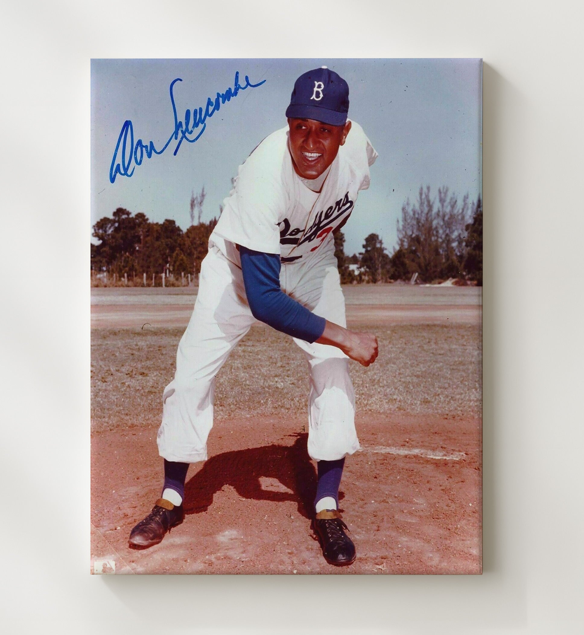 Don Newcombe - Fielding Pose Baseball Wall Art 20x24 Canvas wall art print – Baseball Wall Art decor