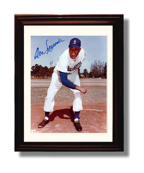 Don Newcombe - Fielding Pose Baseball Wall Art 8x10 Beveled Frame wall art print – Baseball Wall Art decor