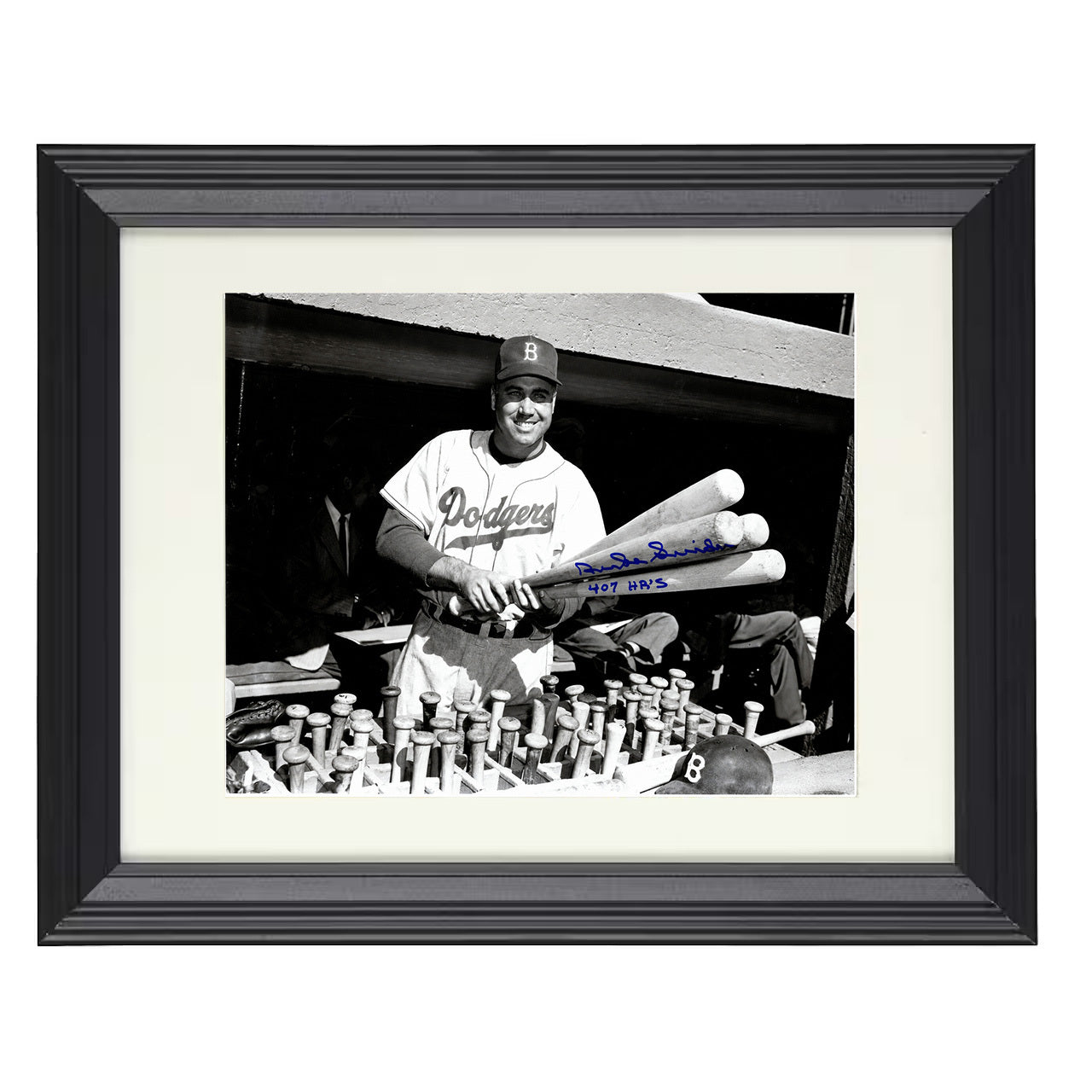 Duke Snider - Dodgers Bat Rack Landscape 8x10 black beveled framed baseball wall art