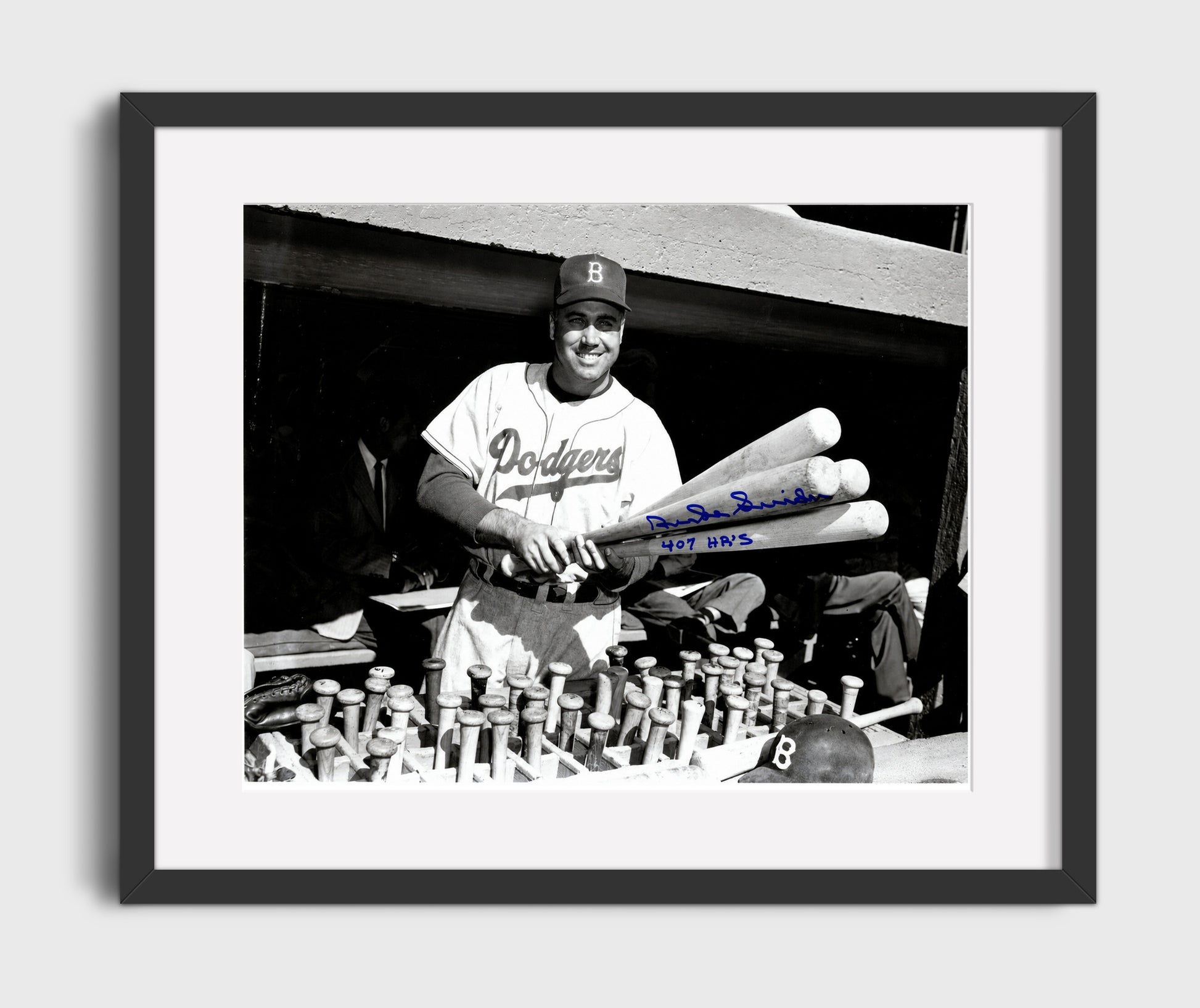Duke Snider - Dodgers Bat Rack Landscape Baseball Wall Art 16x20 Gallery Frame wall art print – Baseball Wall Art decor