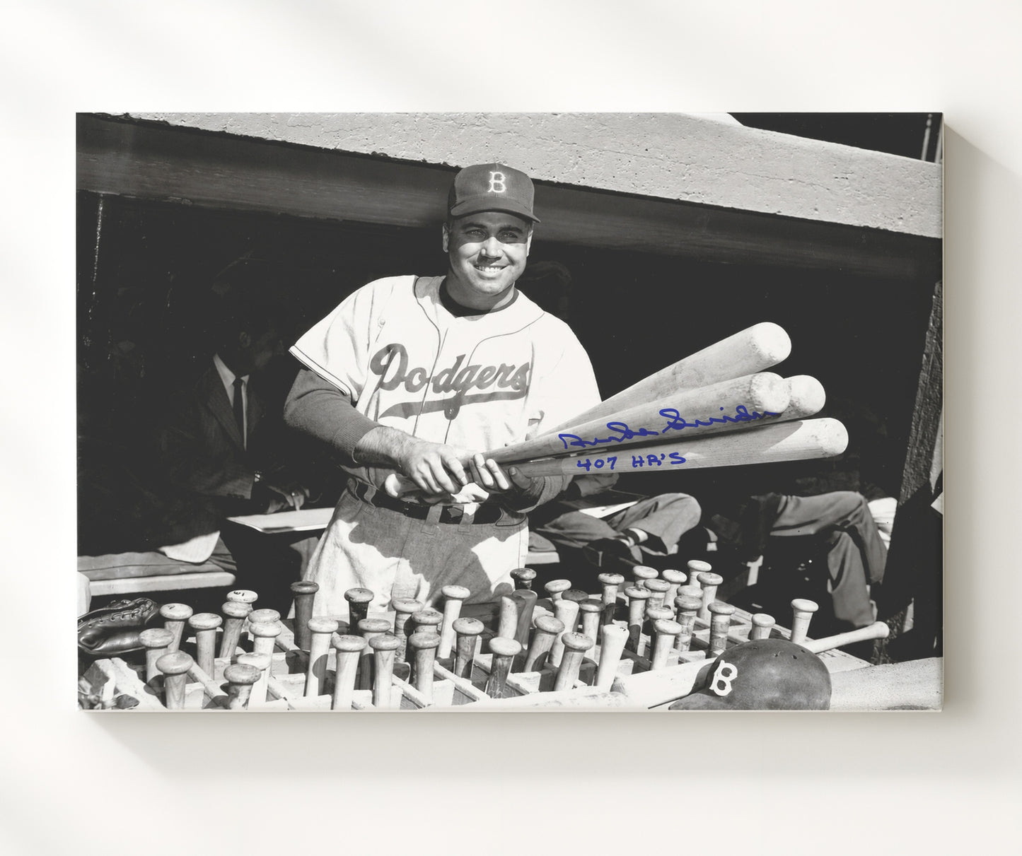 Duke Snider - Dodgers Bat Rack Landscape Baseball Wall Art 20x24 Canvas wall art print – Baseball Wall Art decor