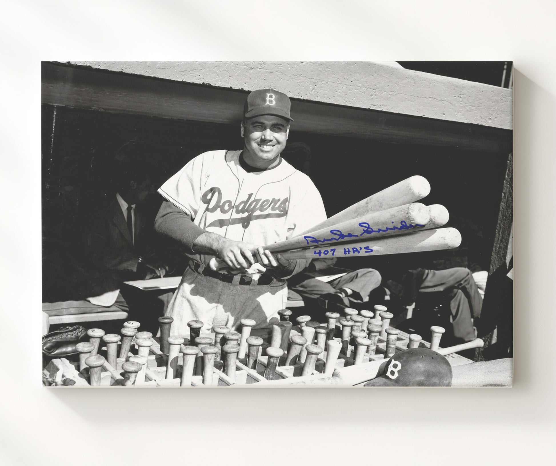 Duke Snider - Dodgers Bat Rack Landscape Baseball Wall Art 20x24 Canvas wall art print – Baseball Wall Art decor