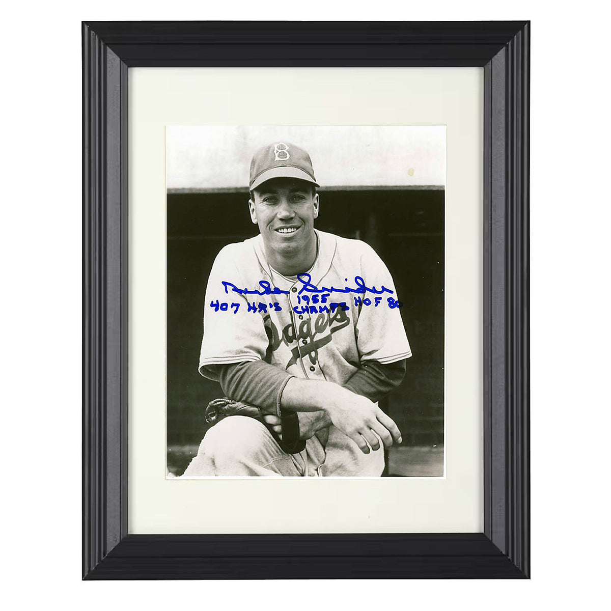 Duke Snider - HOF Stats 1955 Champs 8x10 Beveled Frame baseball wall art