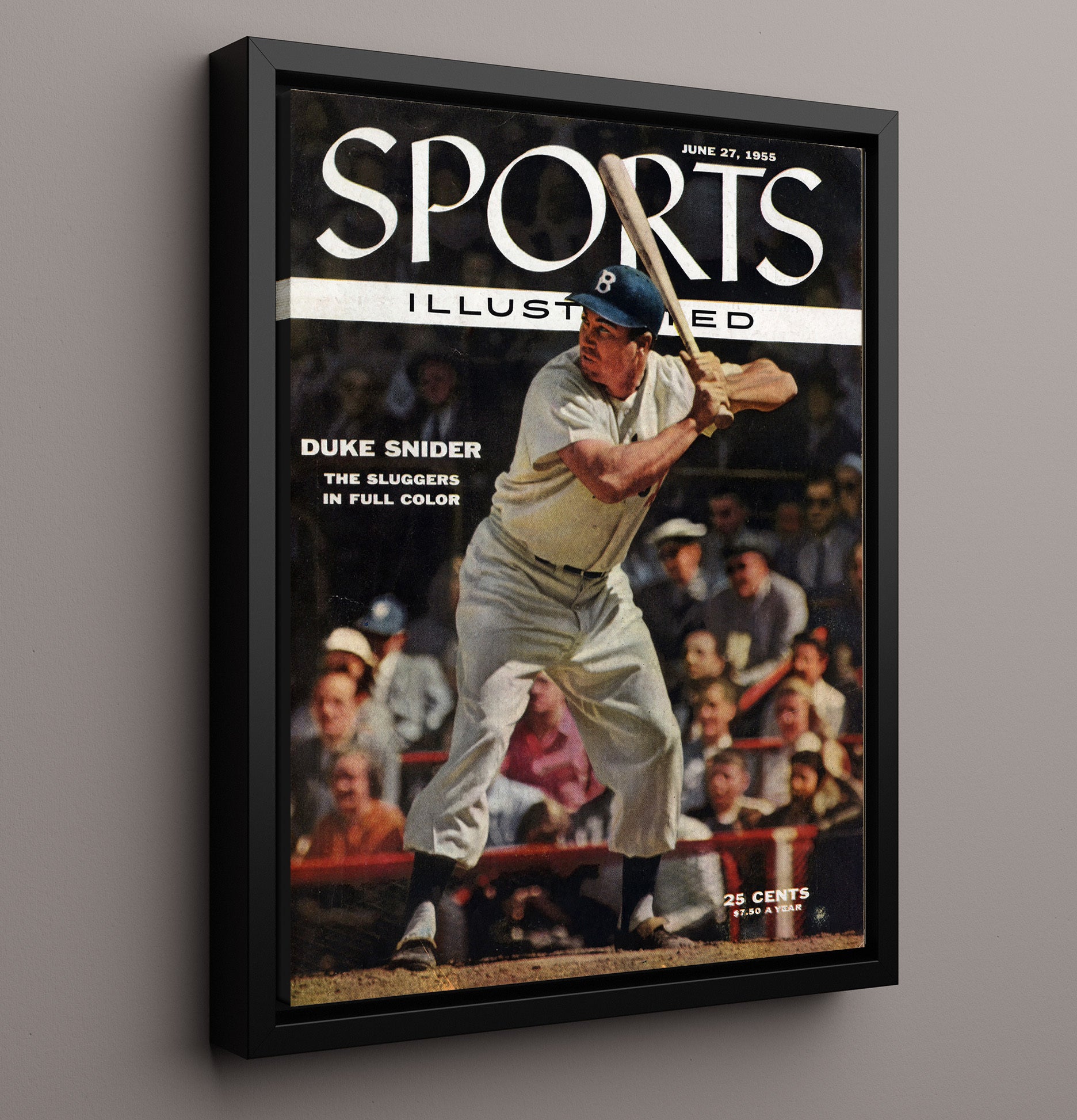 Duke Snider - SI Cover June 27 1955 - Batting Stance Baseball Wall Art 16x20 Framed Canvas wall art print – Baseball Wall Art decor