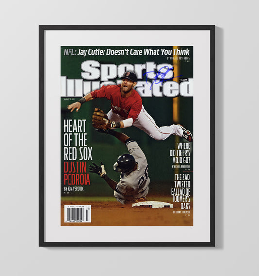 Dustin Pedroia - Diving play at second base SI Cover 2011 8x10 Canvas baseball wall art