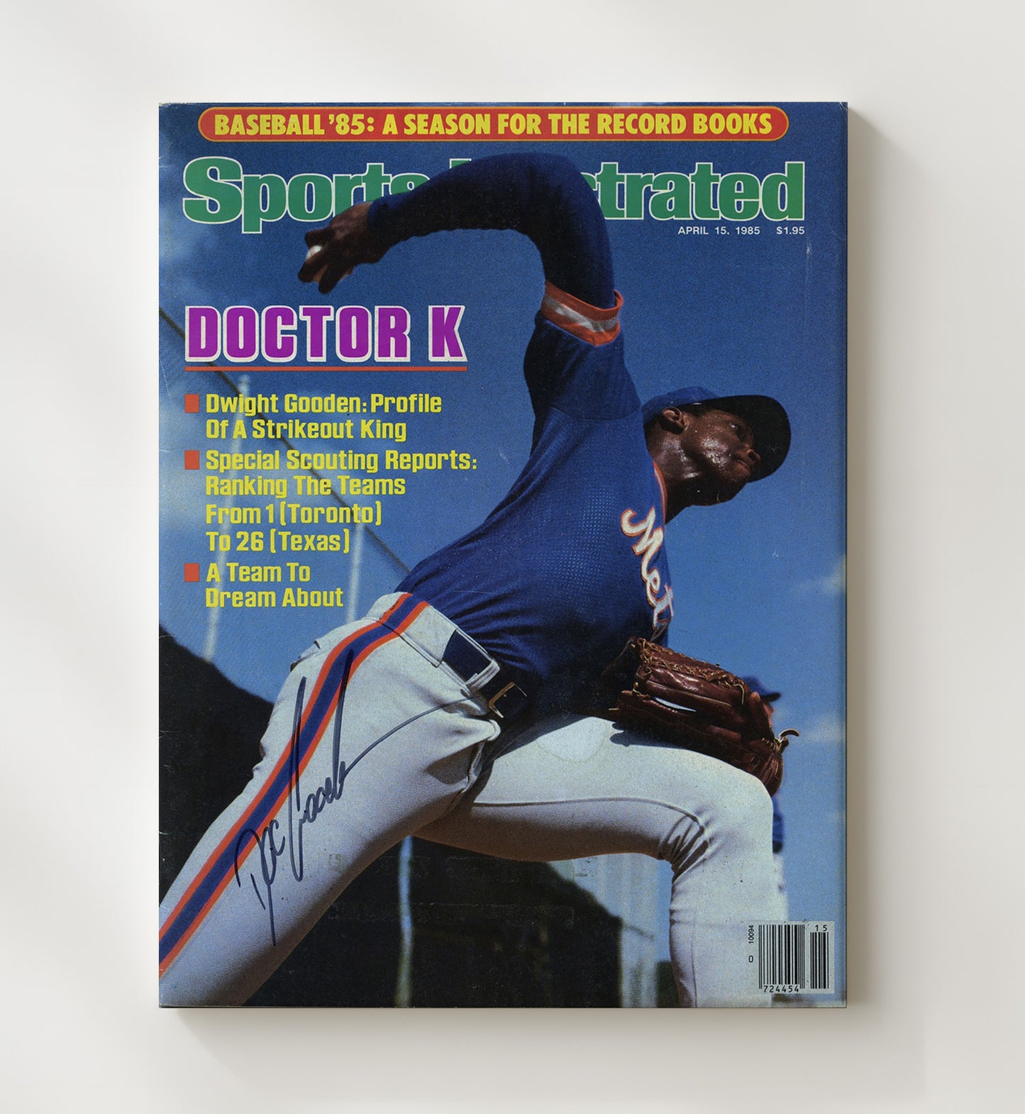 Dwight Gooden - 1985 SI Cover Doctor K Baseball Wall Art 20x24 Canvas wall art print – Baseball Wall Art decor