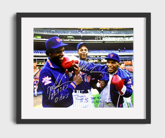 Dwight Gooden and Darryl Strawberry - With Mike Tyson Queens Power Trio 8x10 Canvas baseball wall art
