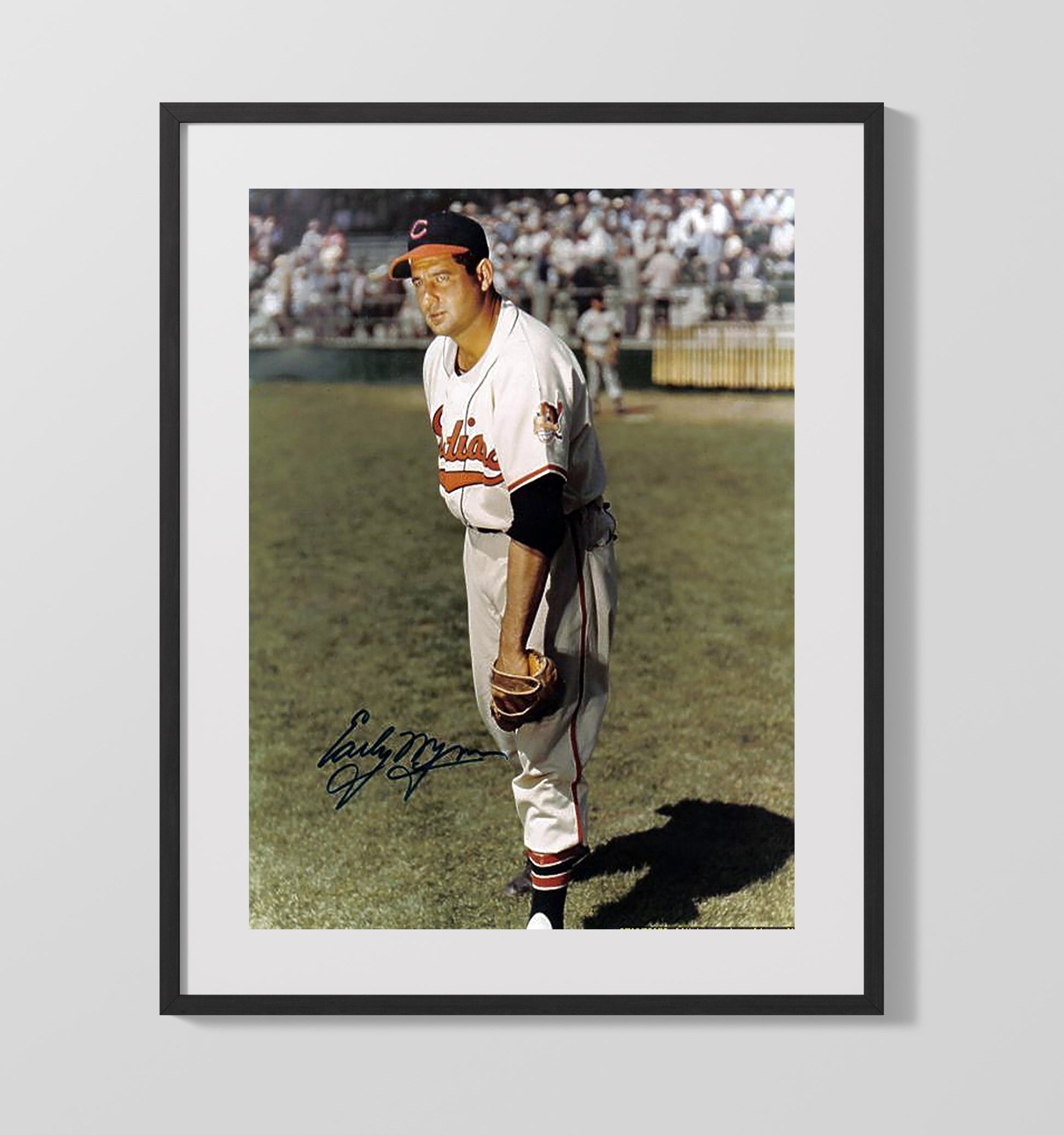 Early Wynn - In Grass With Glove Baseball Wall Art 16x20 Gallery Frame wall art print – Baseball Wall Art decor