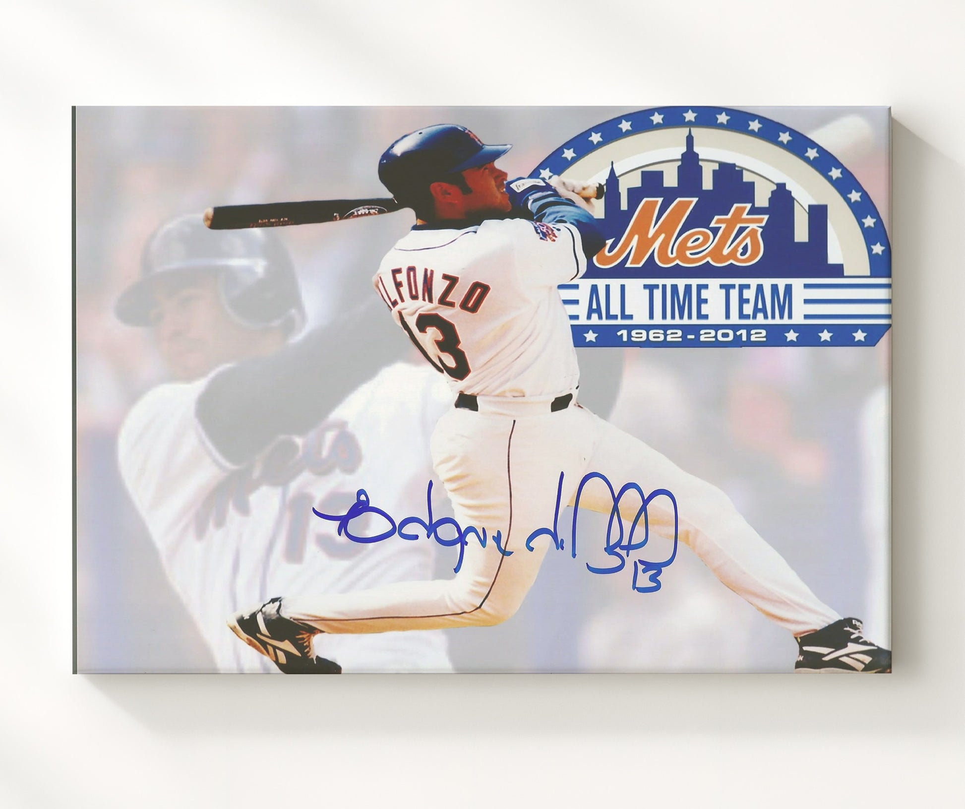Edgardo Alfonzo - Mets All Time Team Baseball Wall Art 20x24 Canvas wall art print – Baseball Wall Art decor
