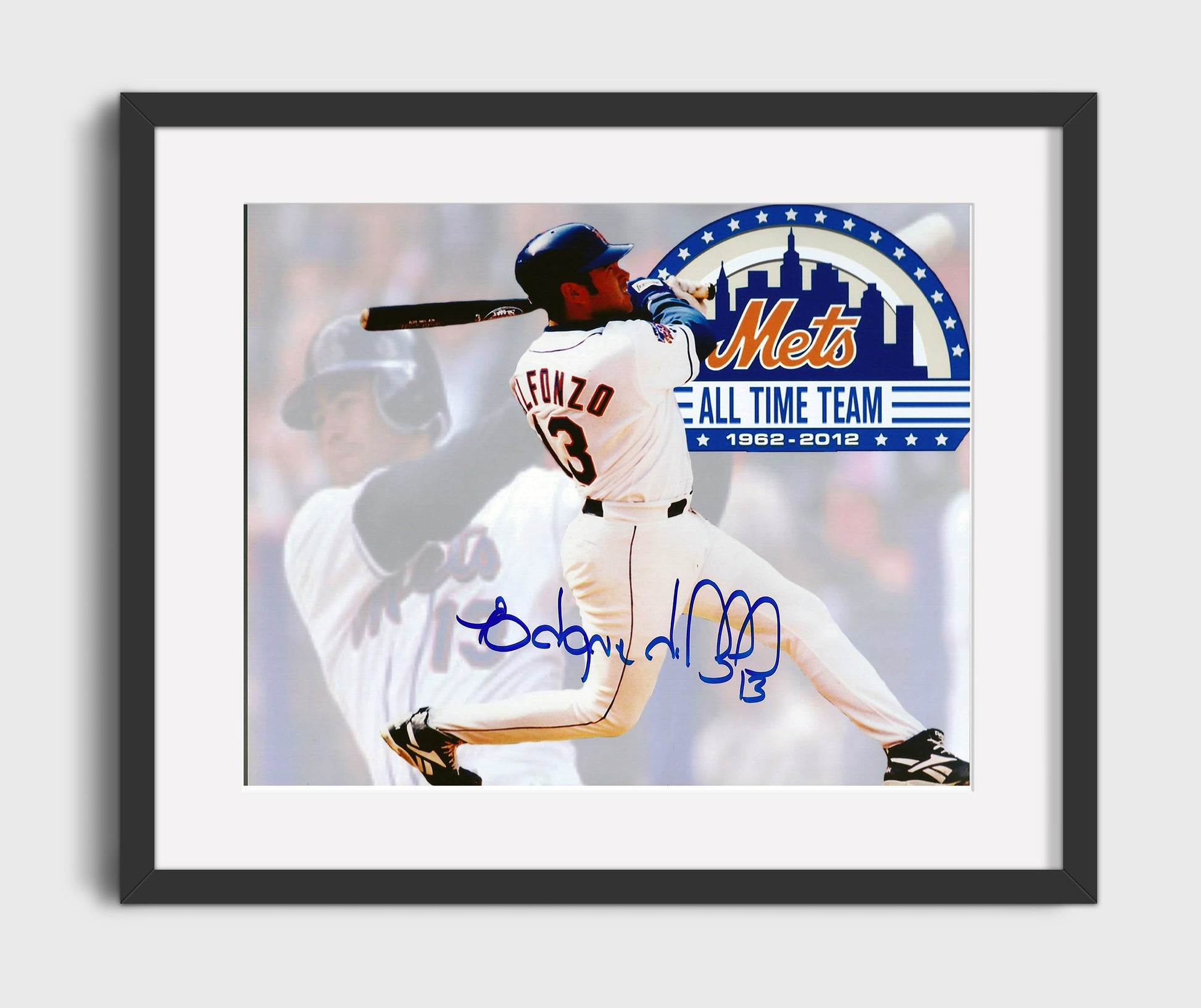 Edgardo Alfonzo - Mets All Time Team Baseball Wall Art 16x20 Gallery Frame wall art print – Baseball Wall Art decor