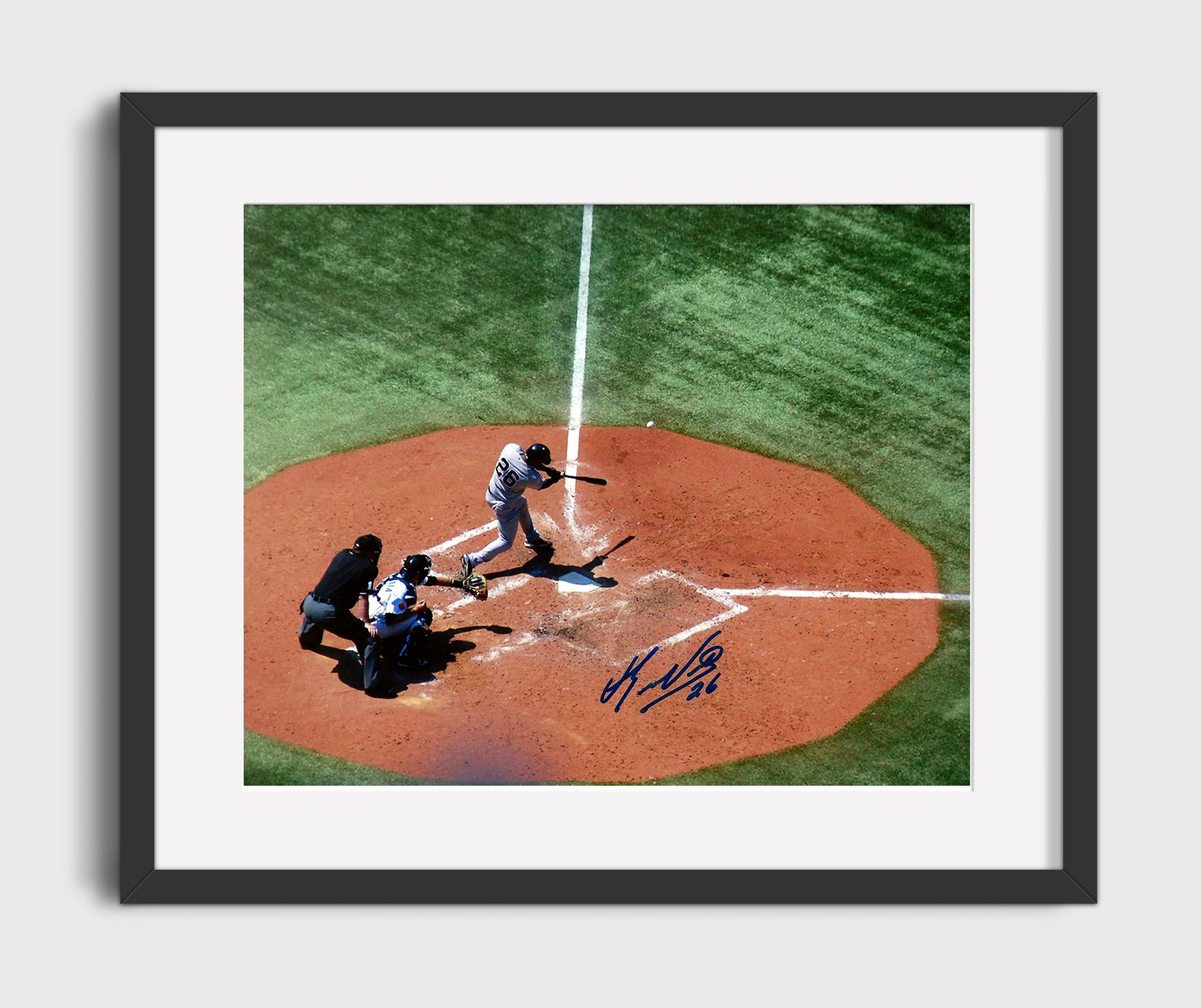 Eduardo Nunez - At Bat Overhead View Baseball Wall Art 16x20 Gallery Frame wall art print – Baseball Wall Art decor