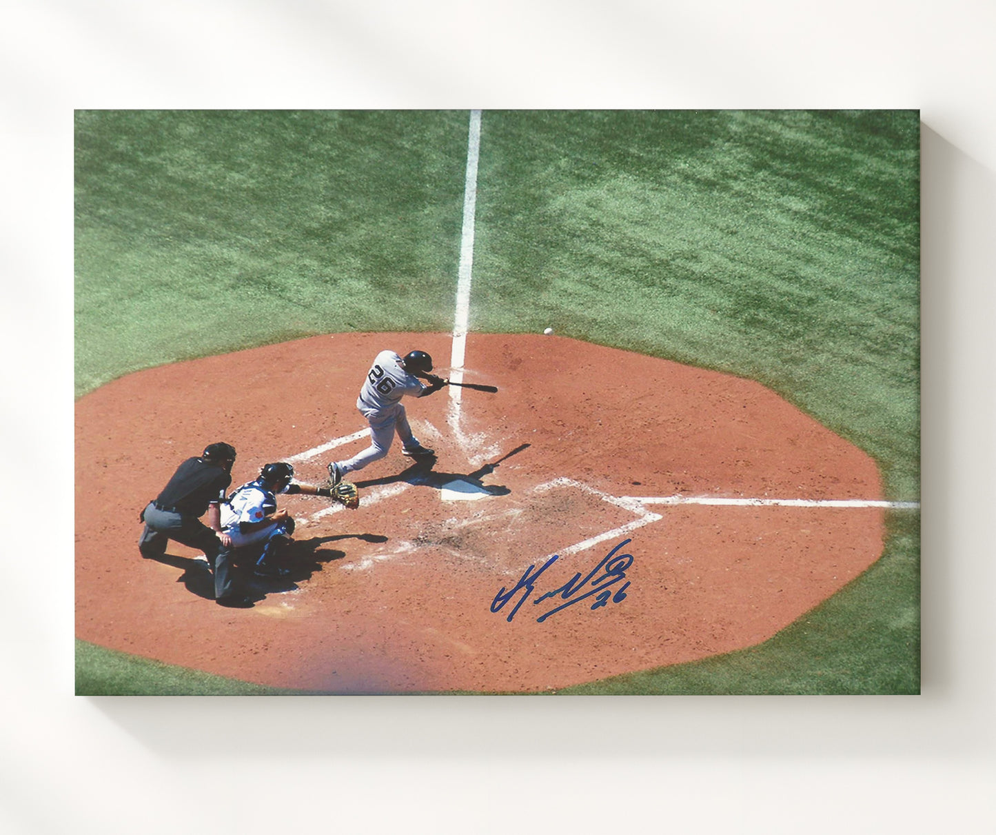 Eduardo Nunez - At Bat Overhead View Baseball Wall Art 20x24 Canvas wall art print – Baseball Wall Art decor