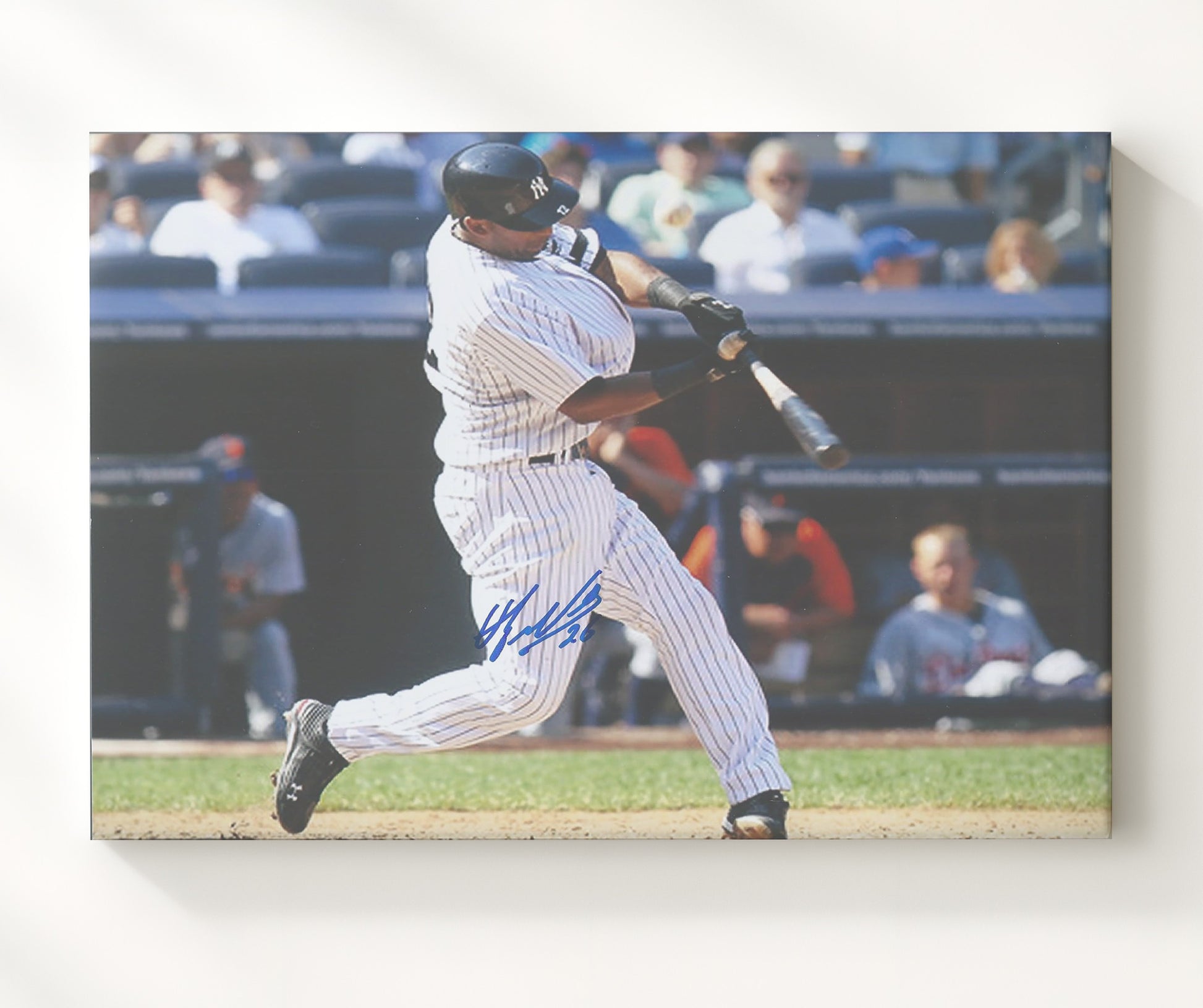 Eduardo Nunez - Full Swing Follow Through Baseball Wall Art 20x24 Canvas wall art print – Baseball Wall Art decor