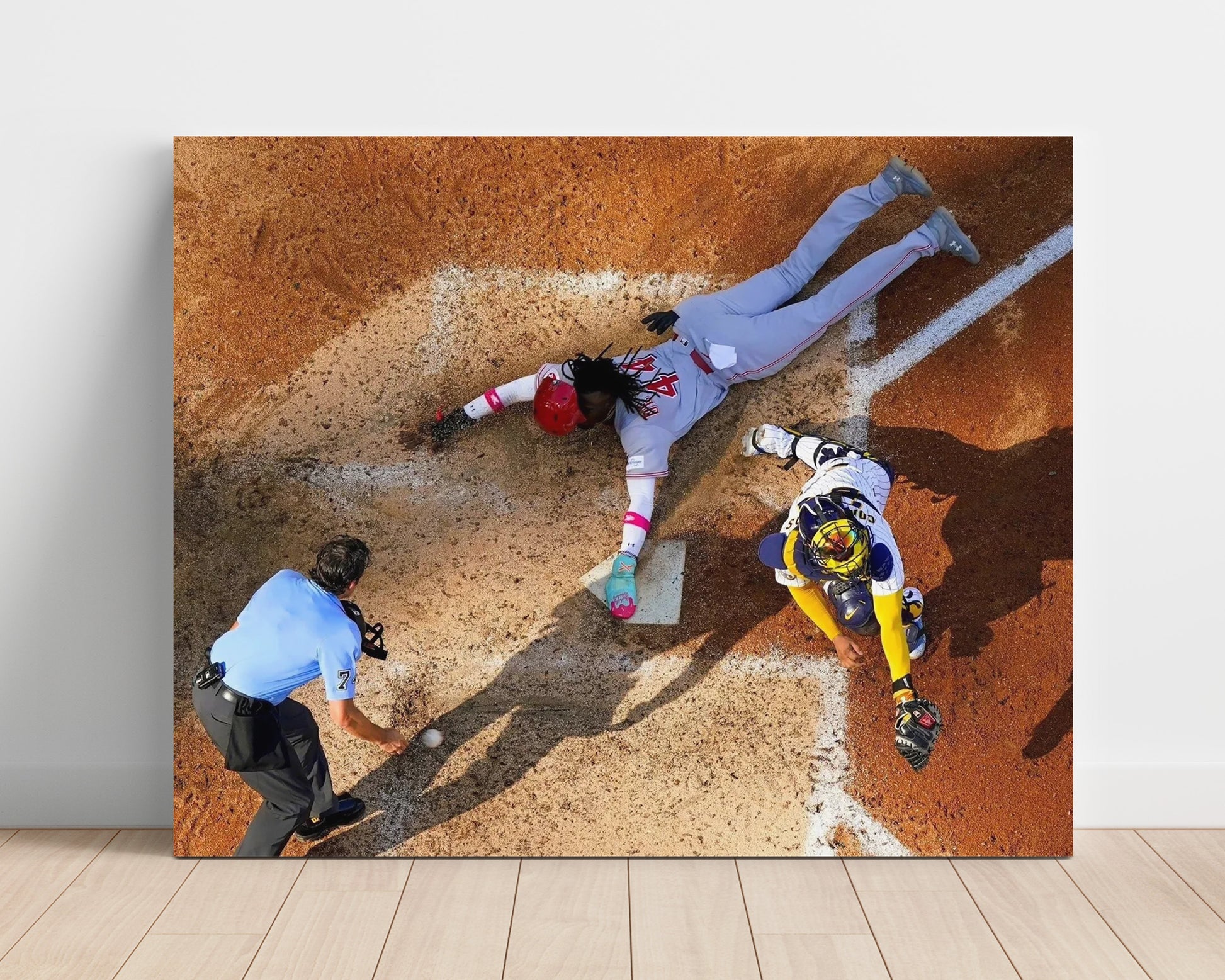 Elly De La Cruz - Safe at Home Slide Baseball Wall Art 16x20 Unframed Print wall art print – Baseball Wall Art decor