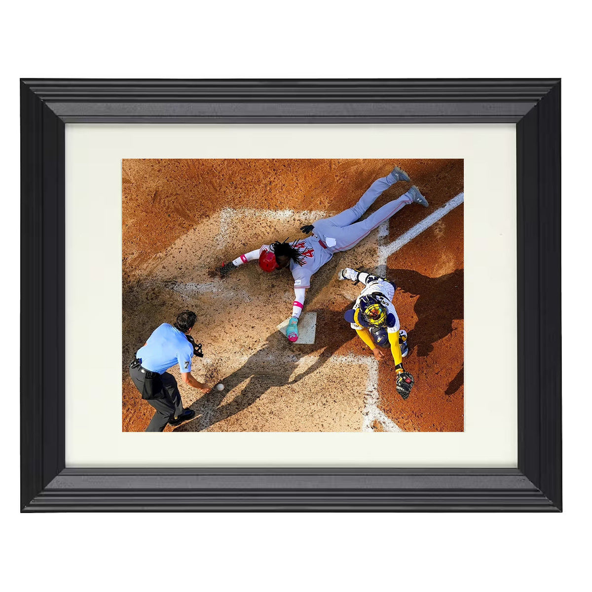 Elly De La Cruz - Safe at Home Slide 8x10 Beveled Frame baseball wall art