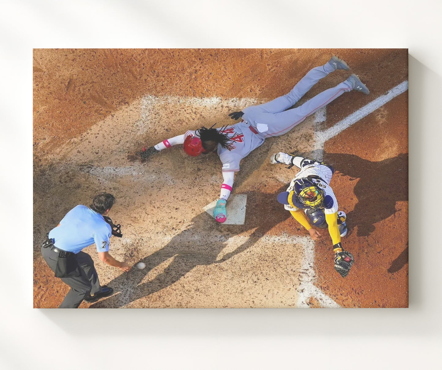 Elly De La Cruz - Safe at Home Slide Baseball Wall Art 20x24 Canvas wall art print – Baseball Wall Art decor