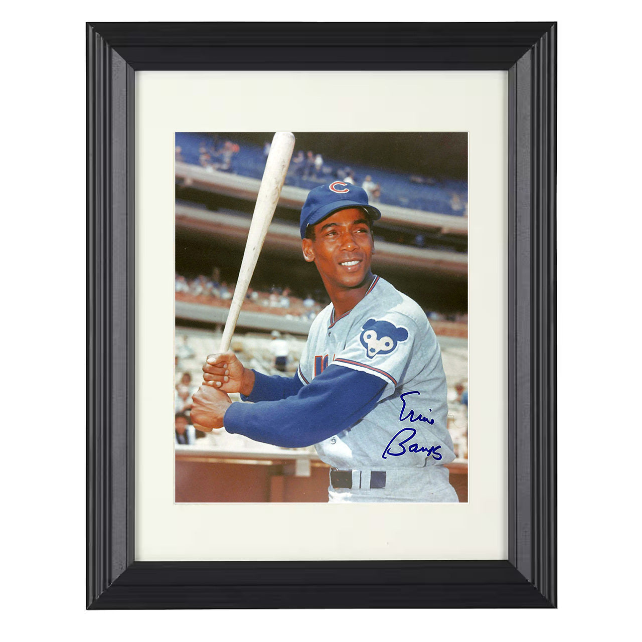 Ernie Banks - Chicago baseball Hall of Fame shortstop 8x10 black beveled framed baseball wall art