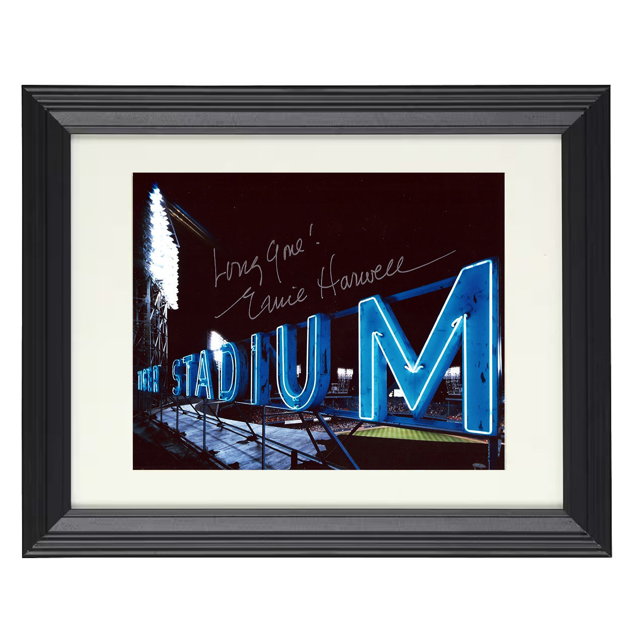 Ernie Harwell - Tiger Stadium Broadcast Booth 8x10 black beveled framed baseball wall art