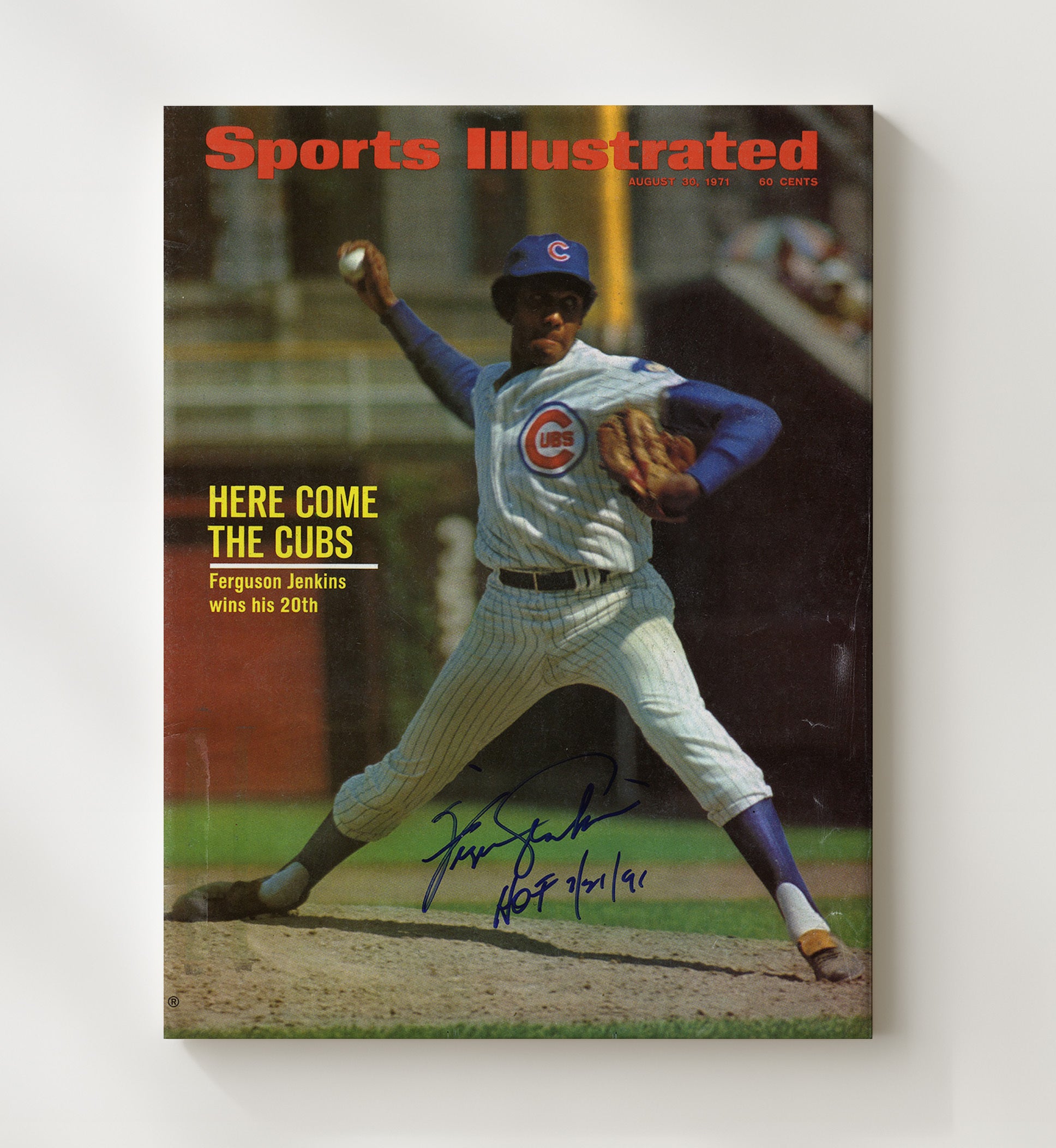 Fergie Jenkins - Pitching Motion SI Cover Spotlight Baseball Wall Art 20x24 Canvas wall art print – Baseball Wall Art decor