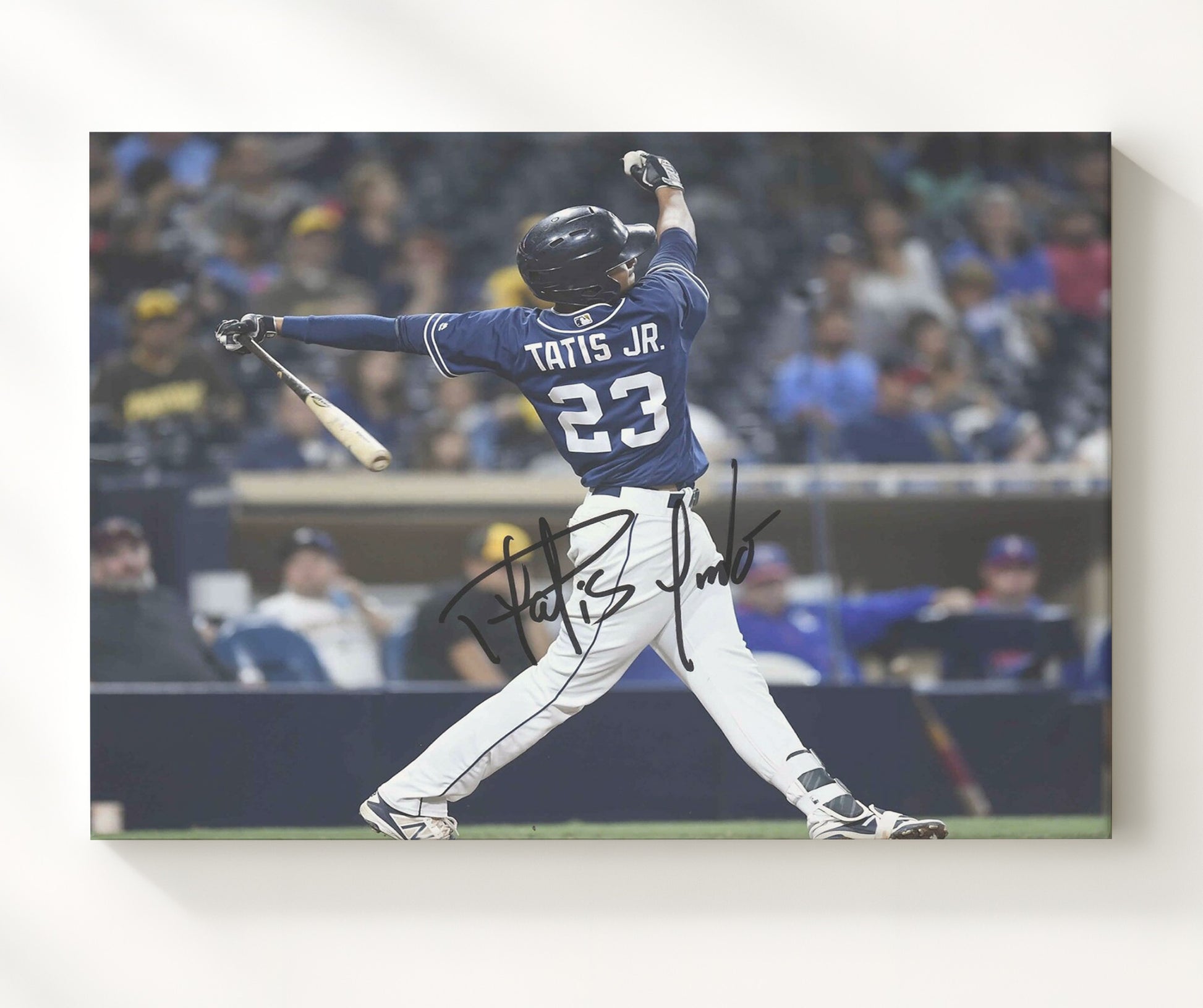 Fernando Tatis Jr - Follow Through Swing Baseball Wall Art 20x24 Canvas wall art print – Baseball Wall Art decor