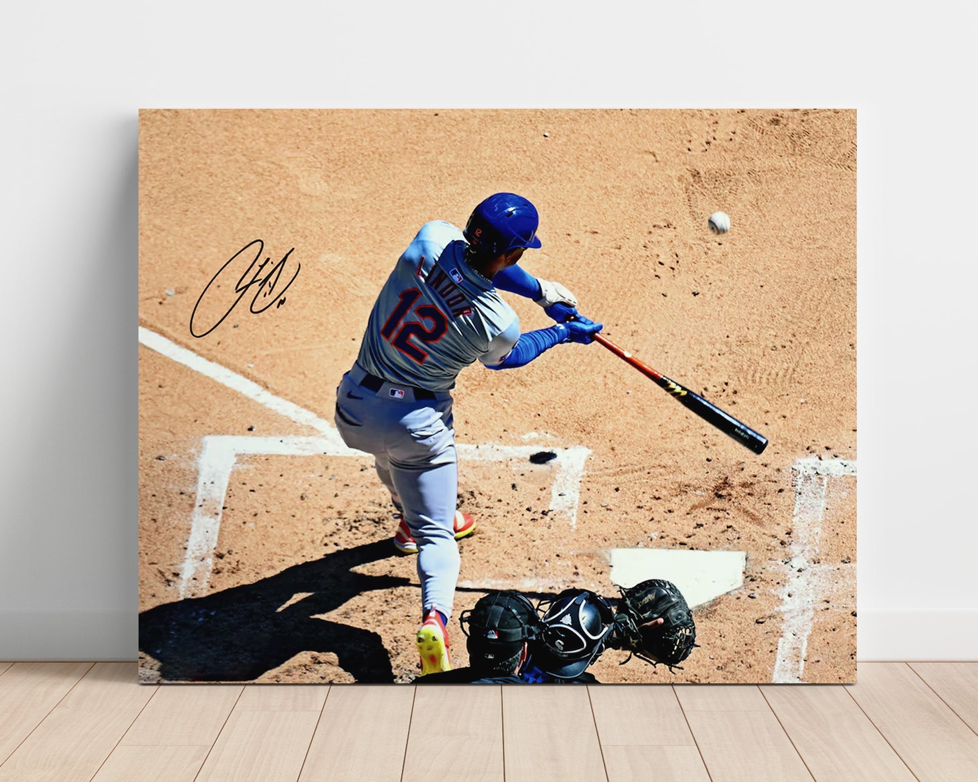 Francisco Lindor - Big Swing Power Baseball Wall Art 16x20 Unframed Print wall art print – Baseball Wall Art decor