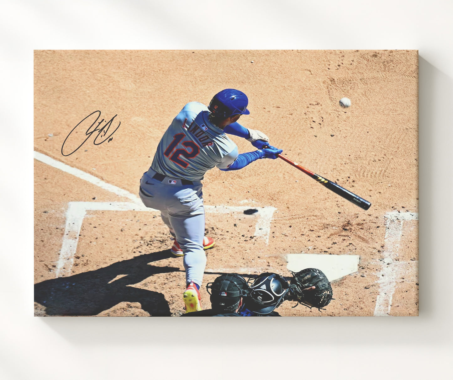 Francisco Lindor - Big Swing Power Baseball Wall Art 20x24 Canvas wall art print – Baseball Wall Art decor