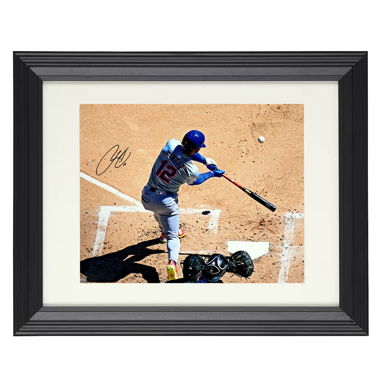Francisco Lindor - Big Swing Power 8x10 black beveled framed baseball wall art