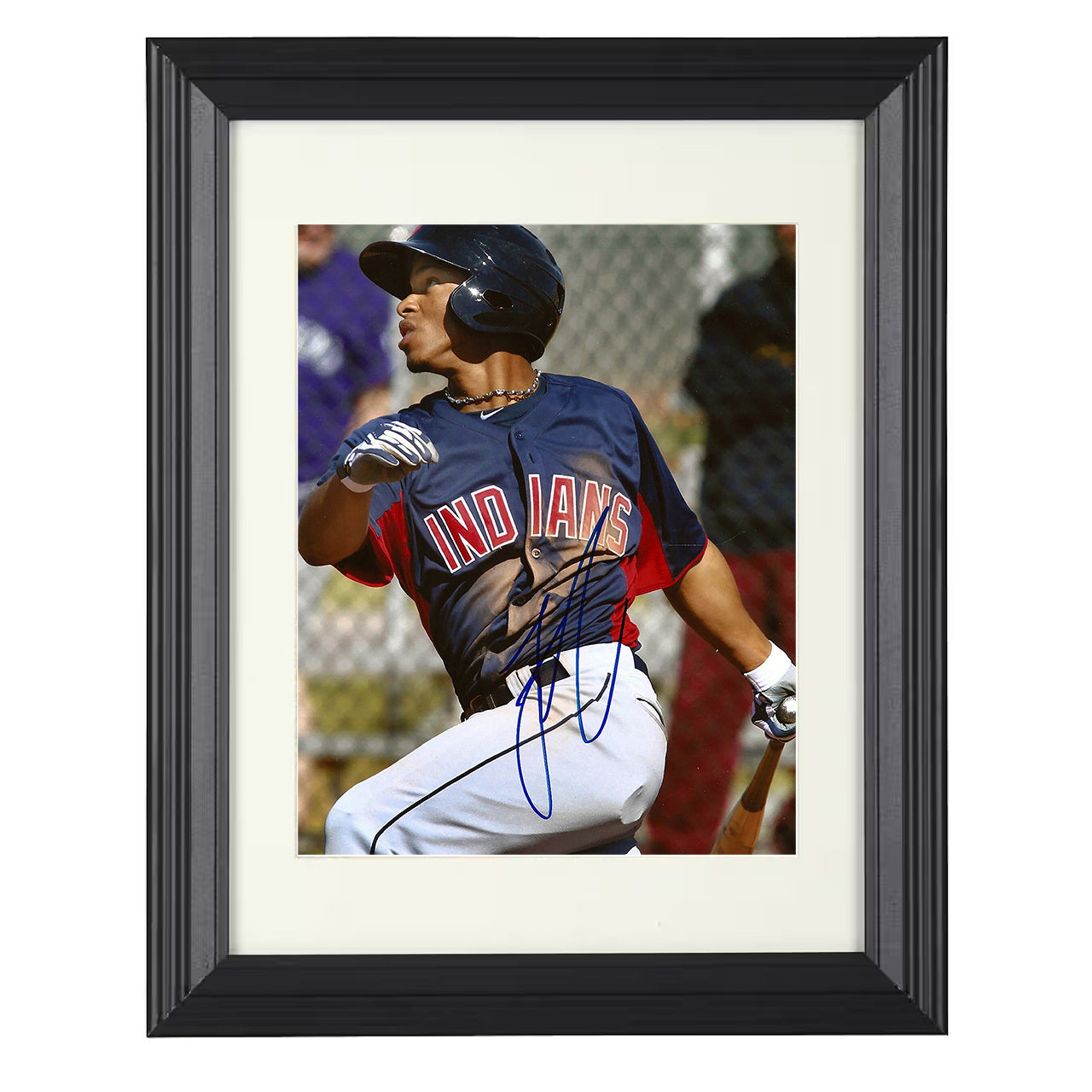 Francisco Lindor - Cleveland baseball All-Star infielder 8x10 black beveled framed baseball wall art