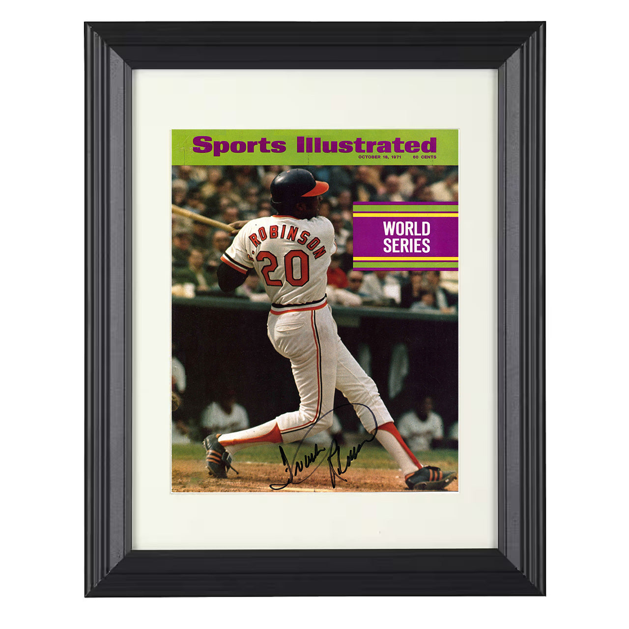 Frank Robinson - Series Follow-Through SI Cover 8x10 black beveled framed baseball wall art
