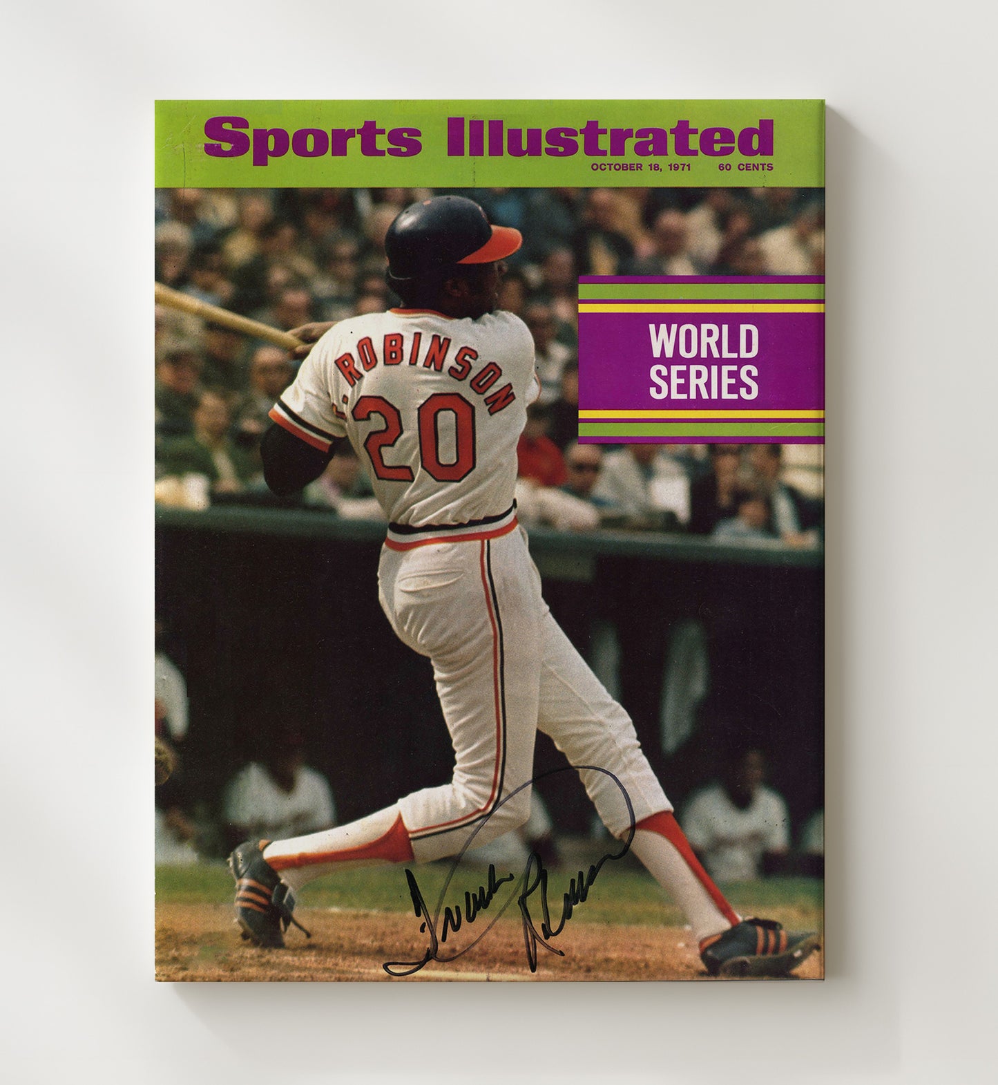 Frank Robinson - Series Follow - Through SI Cover Baseball Wall Art 20x24 Canvas wall art print – Baseball Wall Art decor