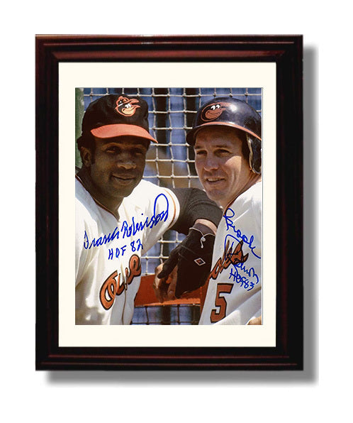Frank Robinson and Brooks Robinson - Baltimore baseball Hall of Fame legends Wall Art 8x10 Beveled Frame wall art print – Baseball Wall Art decor