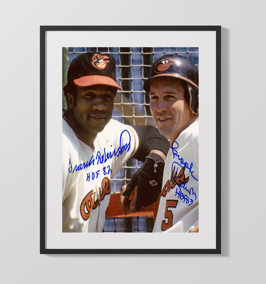 Frank Robinson and Brooks Robinson - Baltimore baseball Hall of Fame legends 8x10 Canvas baseball wall art